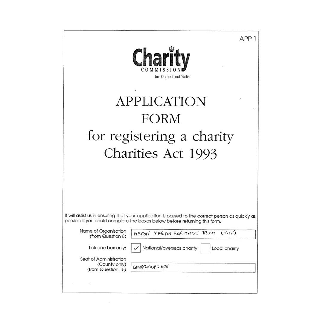 It's our 25th birthday! As part of our celebrations we are sharing 25 years in 25 objects which tell the story of <a href="/AMHTOfficial/">Aston Martin Heritage Trust</a> and <a href="/astonmartin/">Aston Martin</a>  #1 is our charity registration and where it all began! #25Years25Objects #AMHT25