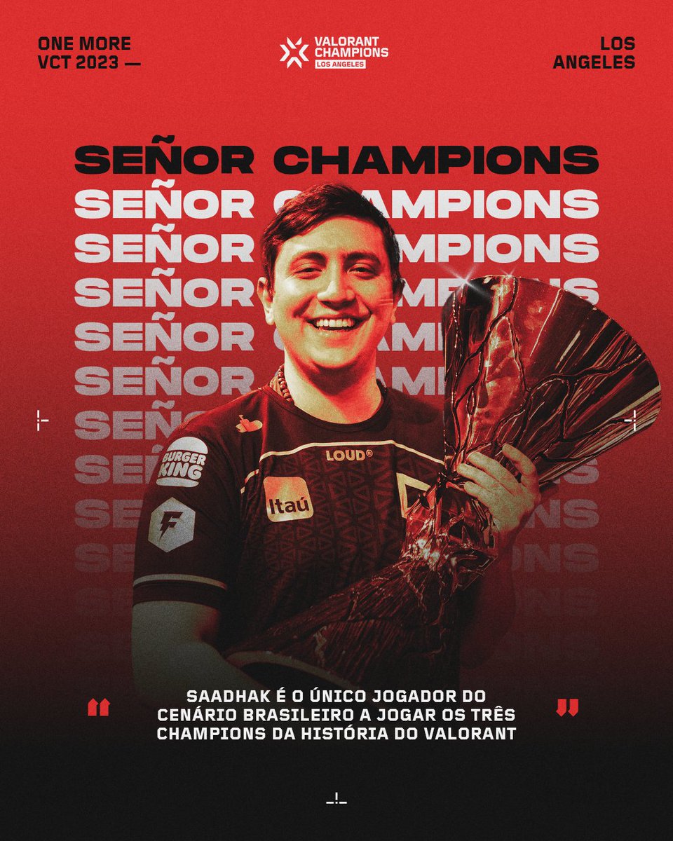 valesportsbr's tweet photo. #SAADDAY! O argentino mais brasileiro do cenário é o único a representar o 🇧🇷 em três #VALORANTChampions
Em 2021, com a Team Vikings, acabou eliminado na fase de grupos. No ano seguinte, já com a @LOUDgg, veio a coroação com o título mundial.
Que venha mais um em Los Angeles! https://t.co/U7se4tAGhV