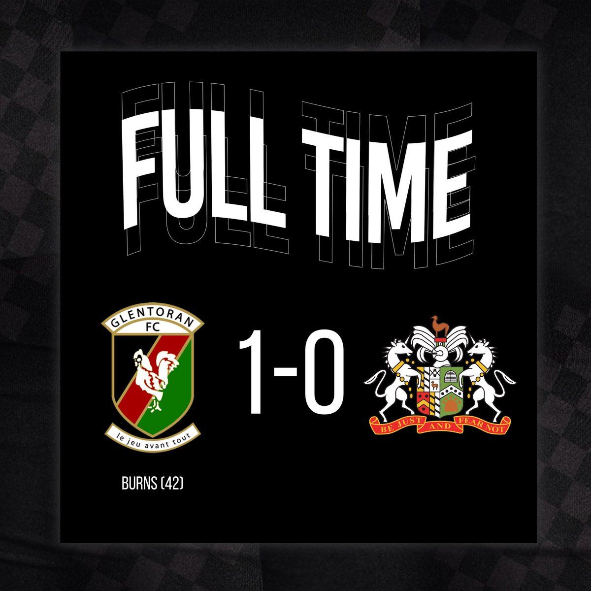 FULL TIME!! ⏰ 
Right at the death!
Glenavon 0-1 Glentoran!

#GVNGLE #COYG 🐓💚