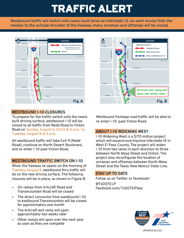 Canutillo ISD (@canutilloisd) on Twitter photo ๐ง ROAD CLOSURE ALERT ๐ท
โ Attention Canutillo: <a href="/txdotelp/">TxDOT El Paso</a> announced upcoming closures to I-10 that could impact your commute. Learn what closures are coming up and prepare. ๐๏ธ
Be patient and give yourself time. Growth can be a headache, but it benefits us all! ๐ง ROAD CLOSURE ALERT ๐ท
โ Attention Canutillo: <a href="/txdotelp/">TxDOT El Paso</a> announced upcoming closures to I-10 that could impact your commute. Learn what closures are coming up and prepare. ๐๏ธ
Be patient and give yourself time. Growth can be a headache, but it benefits us all!