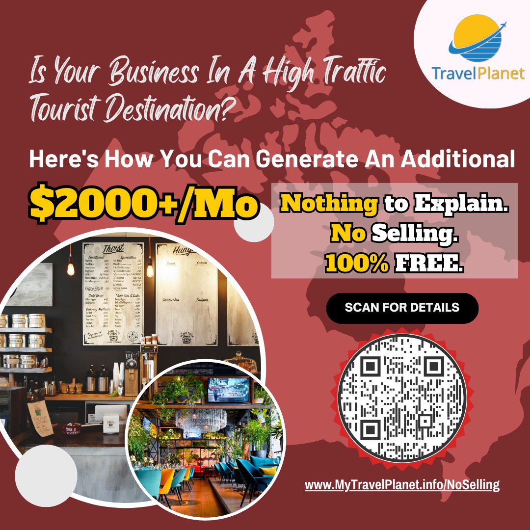 TPNSavings's tweet photo. Attention all shops in bustling tourist hotspots!

Discover the secret to earning $2000+ per month!

There's nothing to sell, nothing to explain, and it's 100% FREE.

Scan the QR code now or visit https://t.co/166JcH5FhD

#Merchant #Merchants #boostprofits #money #NoSelling #sale https://t.co/B7sVLqTNAc
