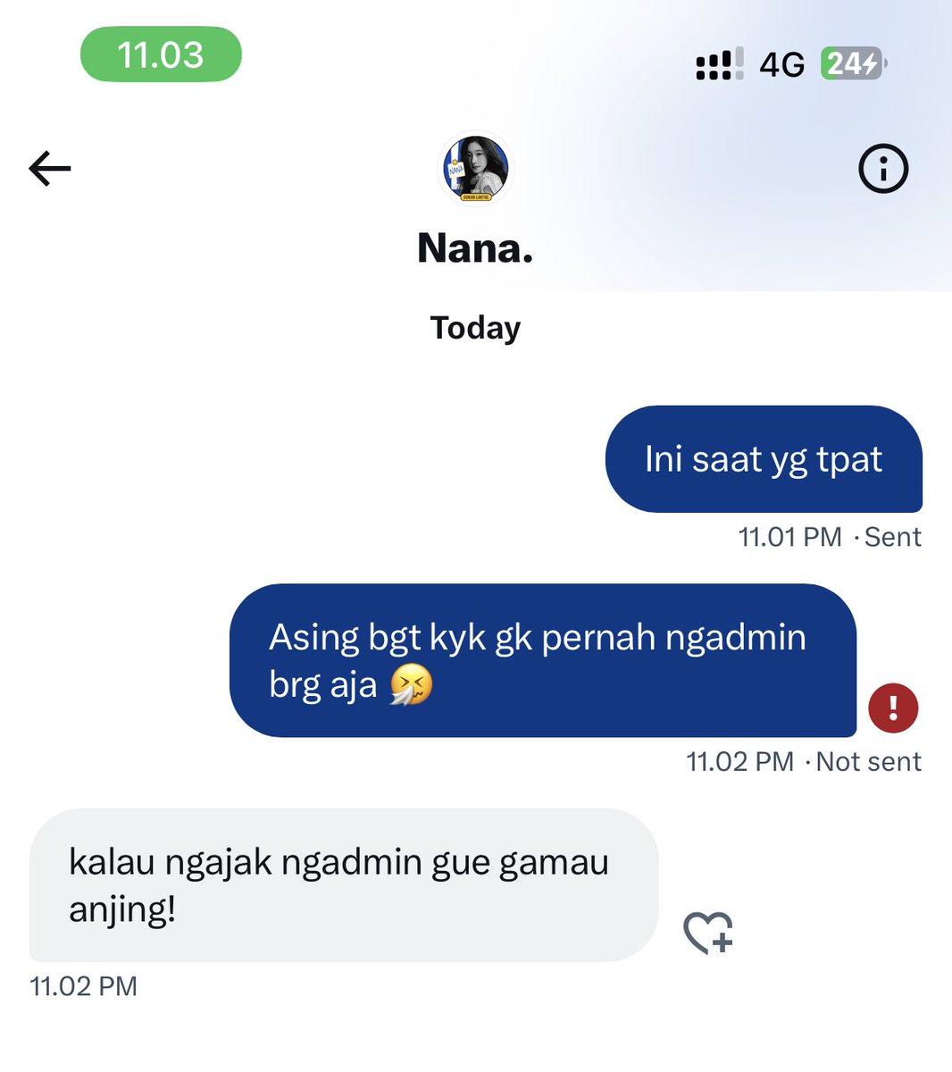 NGGAK ANJG AKU GAK MAU NGAJAK APA APA AKU UDAH SENJA ANJG. <a href="/antheluna/">Nana.</a>