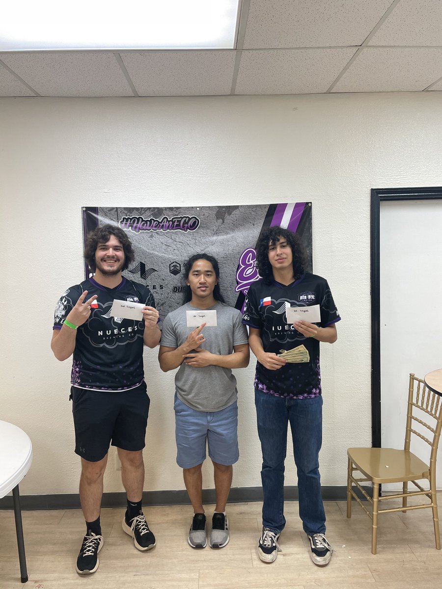 Top 3 out of 80 in a super stacked event ! Such a great time. 
1st- @MuteAce 
2nd- @ssb_ray 
3rd- @Skinny_The_Pooh 
#HaveAnEgo #EgoTrip6 #EgoArmy #coastalbend