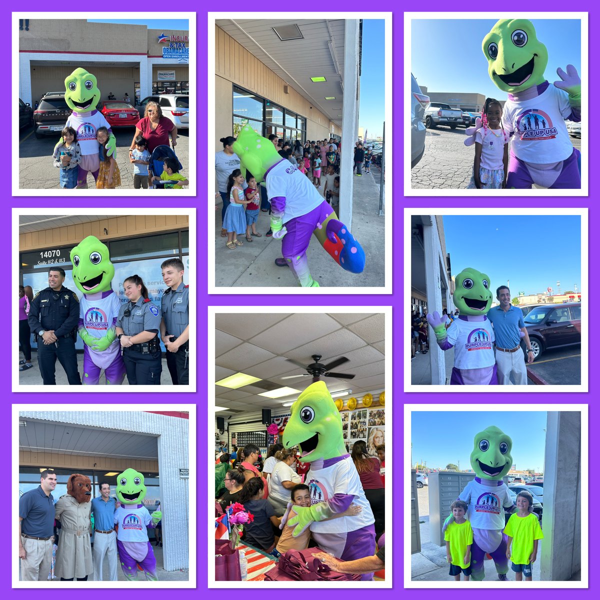 PurpleUpUSA's tweet photo. CAMO was invited to District 10’s backpack giveaway.  (1500 backpacks! ) Great Community Outreach! Met some new friends and enjoyed meeting new military families too! Thank you for the invite! Celebrating our San Antonio Community and our military kids! https://t.co/wYsWOKb1m9
