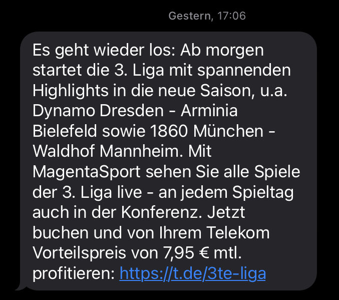 garstenko's tweet photo. Hej ⁦@Telekom_hilft⁩, wie kommt ihr bitte auf die Idee mir diesen Tinnef über diesen Rasenballsport zu schicken? Ich hab euch nie erlaubt, mich mit Werbung zu belästigen, also unterlasst das gefälligst. Ihr bekommt genug Geld von mir. https://t.co/EpNYhyysD3