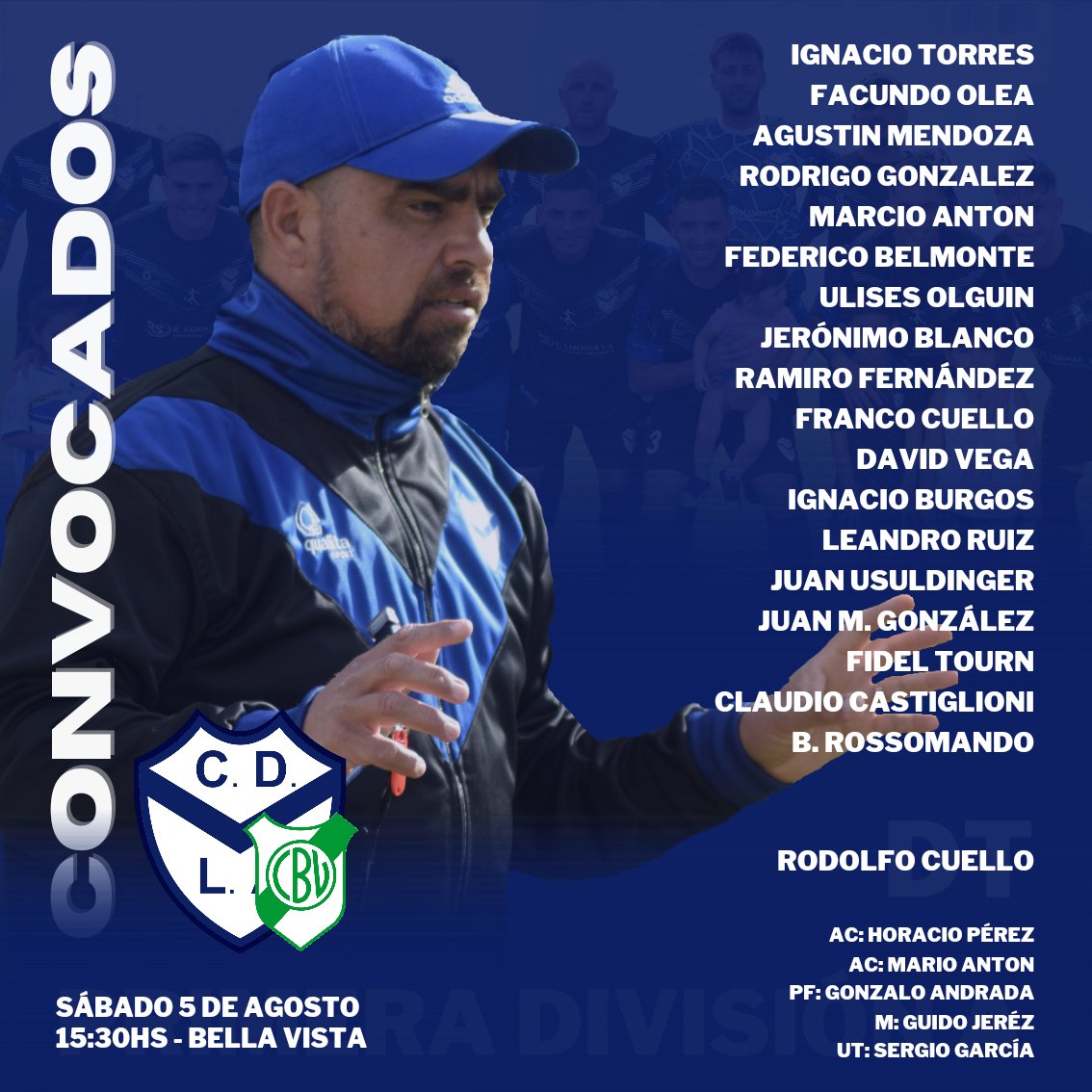 #Fútbol ⚽️ | 📢 ¡𝙃𝙊𝙔 𝙅𝙐𝙀𝙂𝘼 𝙀𝙇 𝘿𝙀𝙋𝙊! 🥳

🏆 Torneo Clausura - Fecha 4️⃣.
🆚️ Bella Vista Vs La Armonía.
🗓 Sabado 5 de agosto.
🏟 Estadio: Bella Vista.
⏱ Hora: 15:30hs.
👨🏻‍⚖️ Árbitro: Lautaro Andreis (ABA).

#𝗦𝗼ñ𝗲𝗺𝗼𝘀𝗝𝘂𝗻𝘁𝗼𝘀 💫
#VamosDepo 💙