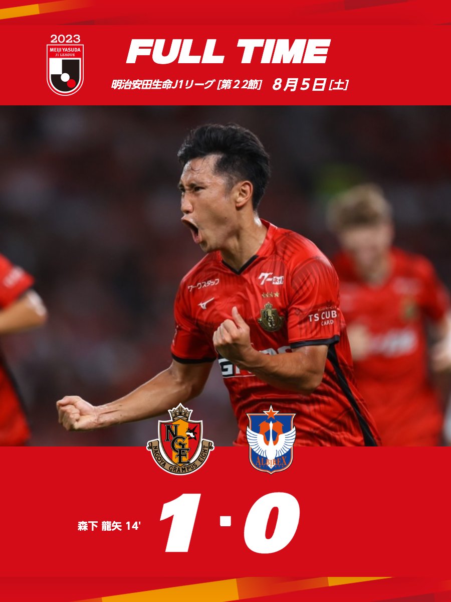 nge_official's tweet photo. FT：名古屋グランパス 1 - 0 アルビレックス新潟 

⚽️14' #森下龍矢

🗒試合詳細
▶https://t.co/kP2Mzm4sDG

真夏の #国立競技場 で一丸となり掴んだ勝利🔥
各々の場所から最後まで共に闘っていただきありがとうございました🤝

#鯱の大祭典
#grampus
#グランパス
#Ｊリーグ https://t.co/1MnsnsKBzU