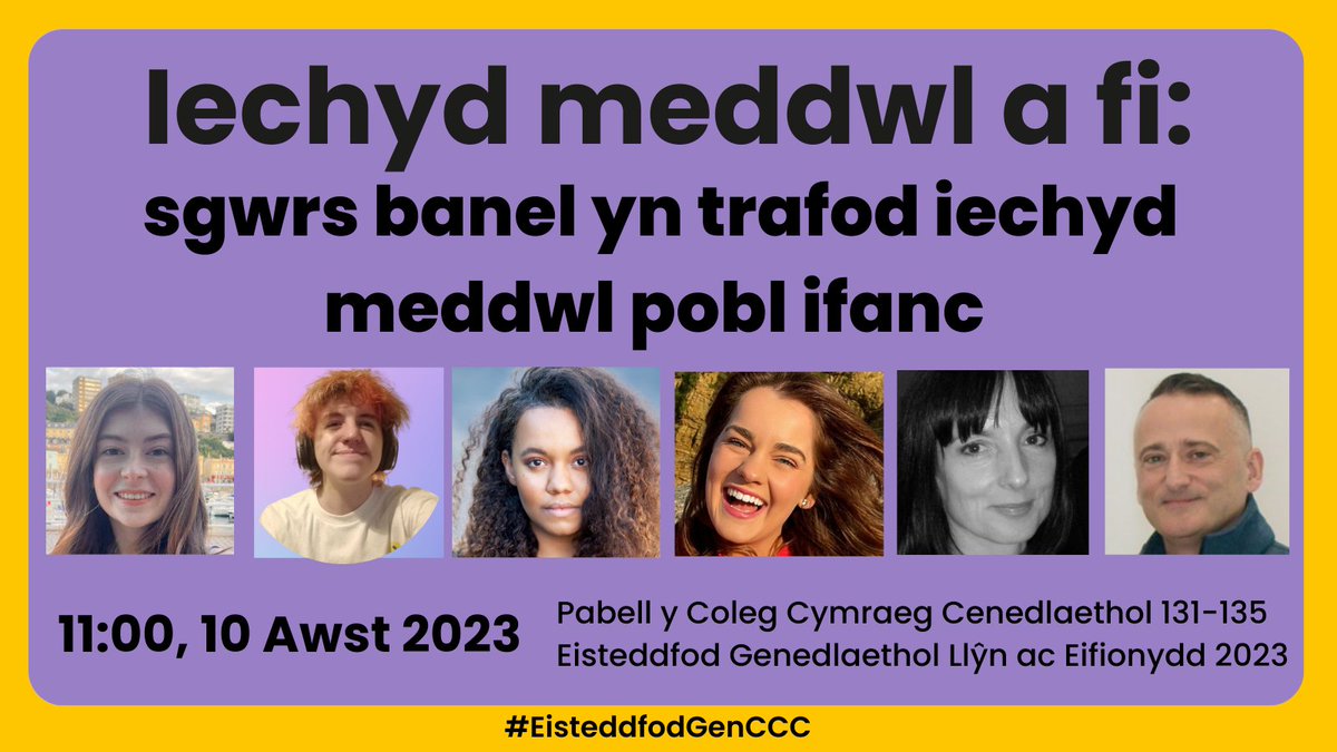Coleg Cymraeg (@colegcymraeg) on Twitter photo Bydd y gantores, <a href="/LilyBeau98/">Lily Beau</a> a'r actores <a href="/rowndarownd/">Rownd a Rownd</a>, Heledd Roberts, a llysgenhadon yn Coleg yn rhannu profiadau ar iechyd meddwl yn sgwrs banel 'Iechyd meddwl a fi' ar 10 Awst 11yb. <a href="/heledd_/">heledd elin roberts</a>
CROESO CYNNES I BAWB!
<a href="/gwefanmeddwl/">meddwl.org</a> <a href="/MindCymru/">Mind Cymru</a> <a href="/CangenBangor/">Cangen Bangor CCC</a> <a href="/YGymGym/">Y Gym Gym</a> <a href="/CymraegCSU/">Catrin Edith Parry UM</a> Bydd y gantores, <a href="/LilyBeau98/">Lily Beau</a> a'r actores <a href="/rowndarownd/">Rownd a Rownd</a>, Heledd Roberts, a llysgenhadon yn Coleg yn rhannu profiadau ar iechyd meddwl yn sgwrs banel 'Iechyd meddwl a fi' ar 10 Awst 11yb. <a href="/heledd_/">heledd elin roberts</a>
CROESO CYNNES I BAWB!
<a href="/gwefanmeddwl/">meddwl.org</a> <a href="/MindCymru/">Mind Cymru</a> <a href="/CangenBangor/">Cangen Bangor CCC</a> <a href="/YGymGym/">Y Gym Gym</a> <a href="/CymraegCSU/">Catrin Edith Parry UM</a>