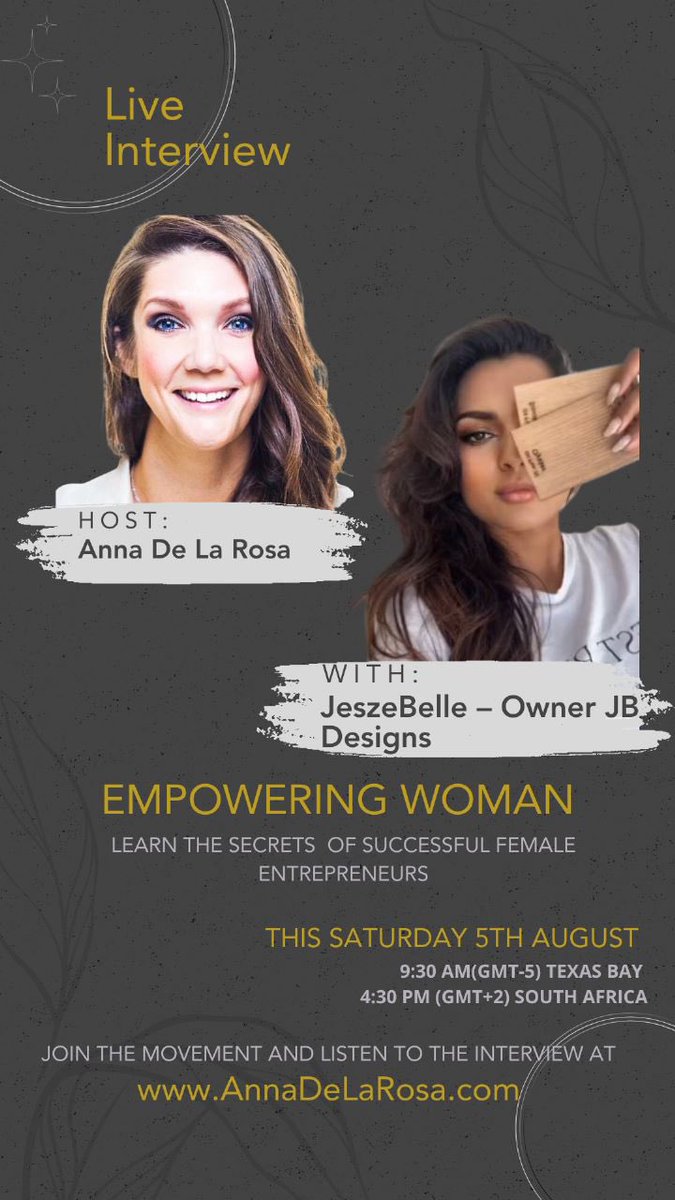 JBdesigns_dbn's tweet photo. Join myself and ANNA today on Insta live @4:30 SAT https://t.co/yRFvchFW25