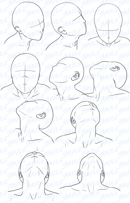 上を見上げる人物 顔 頭 線画   #clipstudio 別名義でアップロードした素材集です。無償です。R18系を描くのにも便利な素材だと思うのでぜひ。 