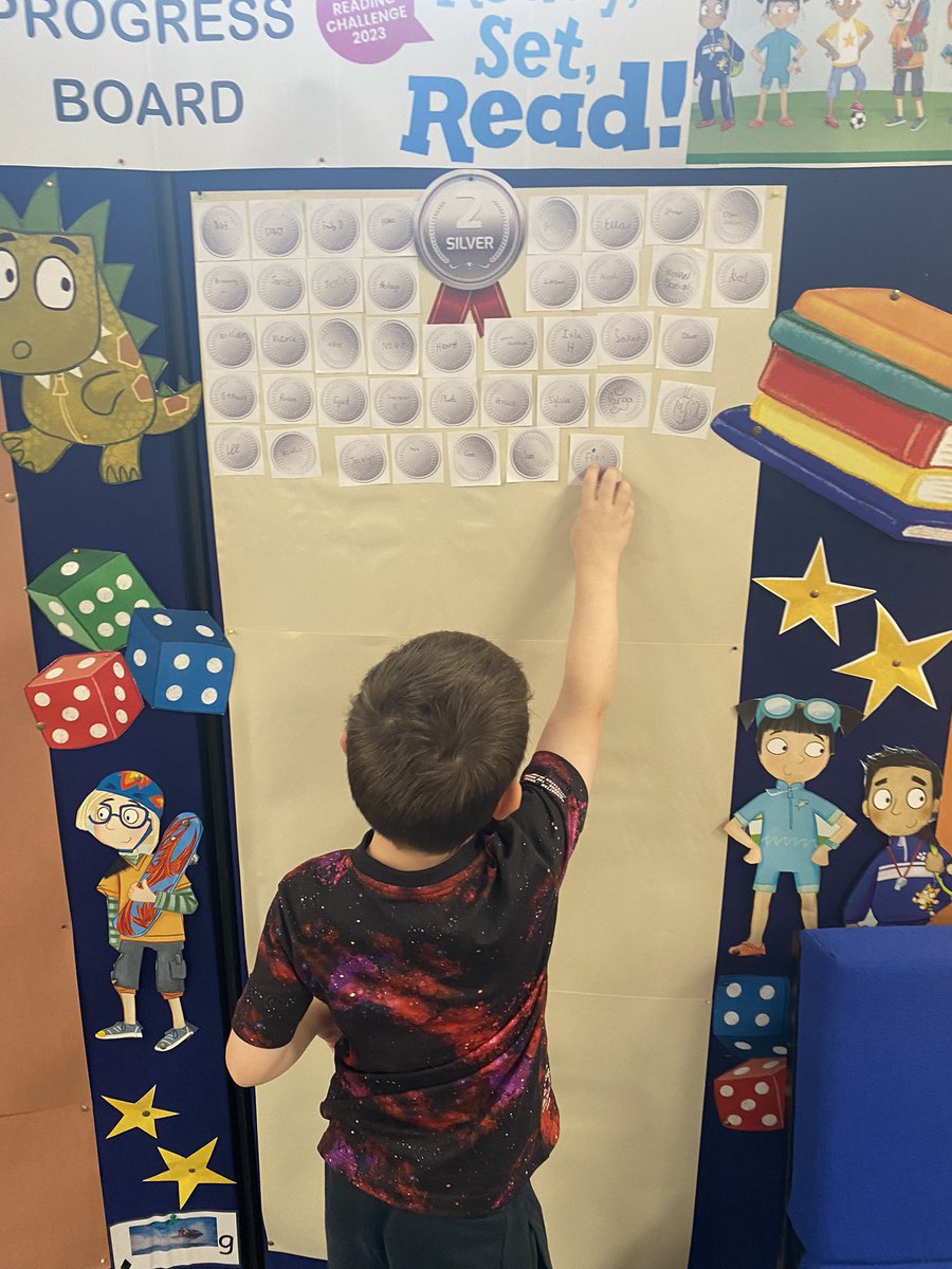 RoseH82's tweet photo. Finn is really enjoying the Summer Reading Challenge 2023 and received his silver medal this morning! #StMarysLovesToRead @StMaryB17 @Johnpaulmacca https://t.co/k0Mc4O7uA0