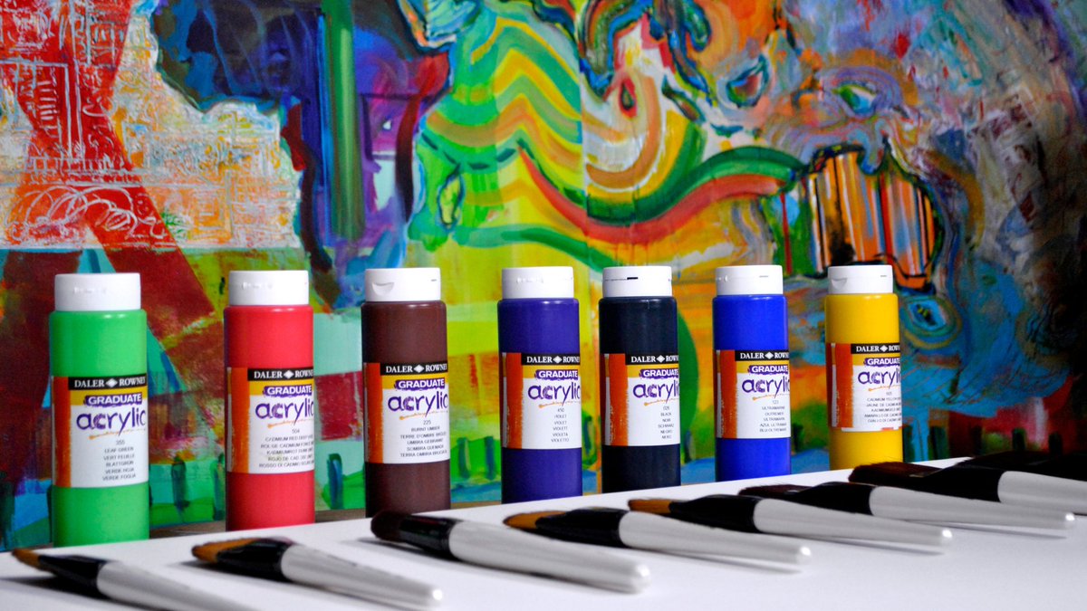 DalerRowney's tweet photo. What's not to love about our Graduate Acrylics, with;
🎨 48 colours available
🎨 High lightfastness (3*)
🎨 Water-based and solvent-free
Find out more: https://t.co/e8L2Ev5C7O
#GraduateConcept #DalerRowney #GraduateAcrylic #ArtSupplies #ArtStudent #StudentArtSupplies #Art https://t.co/iJe5bZDRed