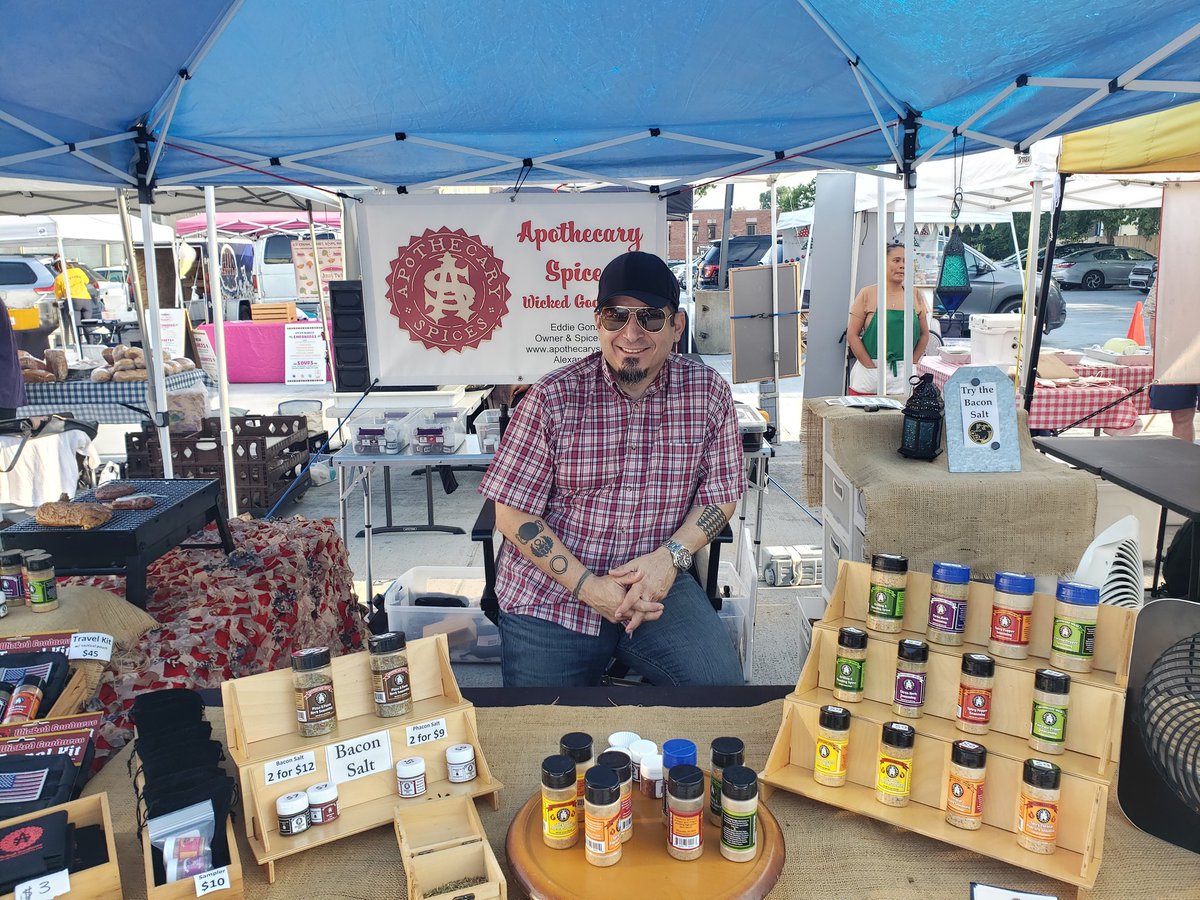apothecaryspice's tweet photo. We are back at the Del Ray Farmers Market (Oxford Street and Mt. Vernon Avenue) in Alexandria, VA. Open until noon. Come get your #WickedGoodness. https://t.co/dnk5m4g0TD