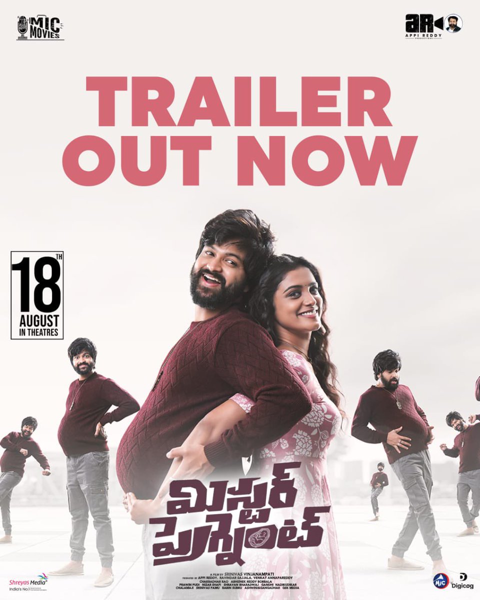 MediaTop9's tweet photo. Welcome to the Crazy world of #MrPregnant 💥

Theatrical trailer out now 
▶️ https://t.co/y3ISso1d4x

In cinemas on August 18th ❤️‍🔥

@RyanSohel @RoopaKoduvayur @SVinjanampati @actorbrahmaji @Appireddya @SajjalaRavi @Mic_Movies https://t.co/0wbnDXJeX7