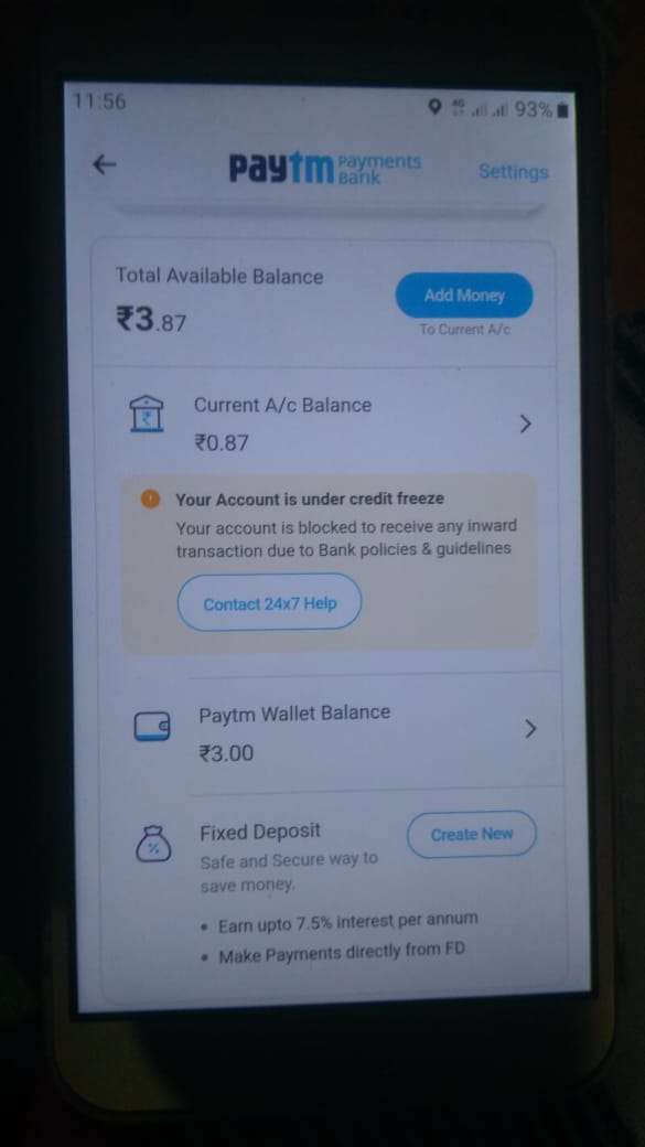 Rahbardmk's tweet photo. @paytmbankcare @Paytmcare 
Please tell me what is the reason for this
 
Please reply me back https://t.co/1V0I1xJB86