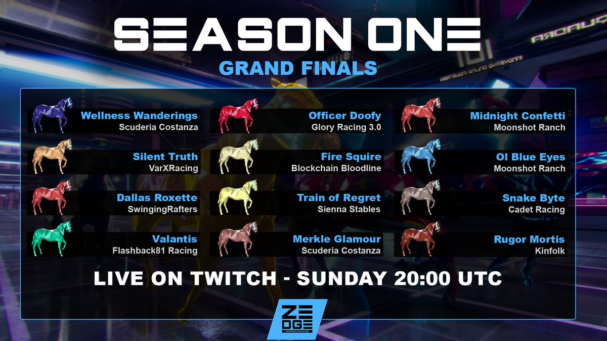 Join us on Twitch tomorrow from 20:00 UTC to watch the Donkey Derby and Grand FInals for the season! We have more prizes to give away on stream, you will be able to get involved by predicting the winners and earning points. twitch.tv/zedgerun #zedrun @zed_run #Web3Gaming