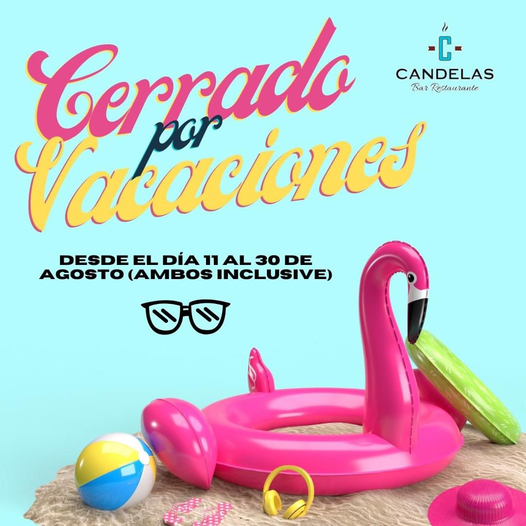 restcandelas's tweet photo. Nos vamos de vacaciones del 11 de agosto al 30 (ambos inclusive) Así que hasta el 11 nos vemos para comidas y cenas y en septiembre volveremos con las pilas cargadas 🌴☀️
🚩Calle Maestro Mingote 3 #Zaragoza
☎976 42 30 25
@HorecaZaragoza @HorecaRestauran #Salvemoslahosteleria https://t.co/MTMJUgT5MX