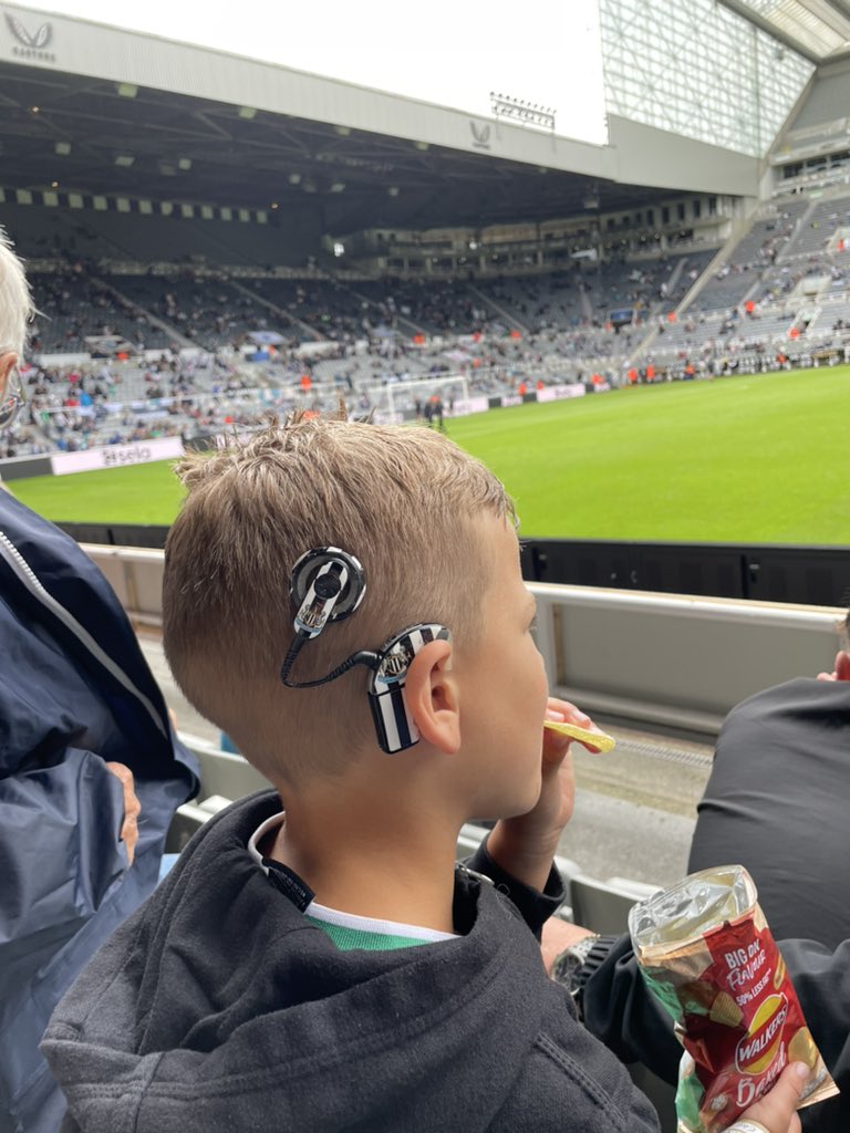 Toon stickers on his cochlear implants ready for a big season! #NUFC