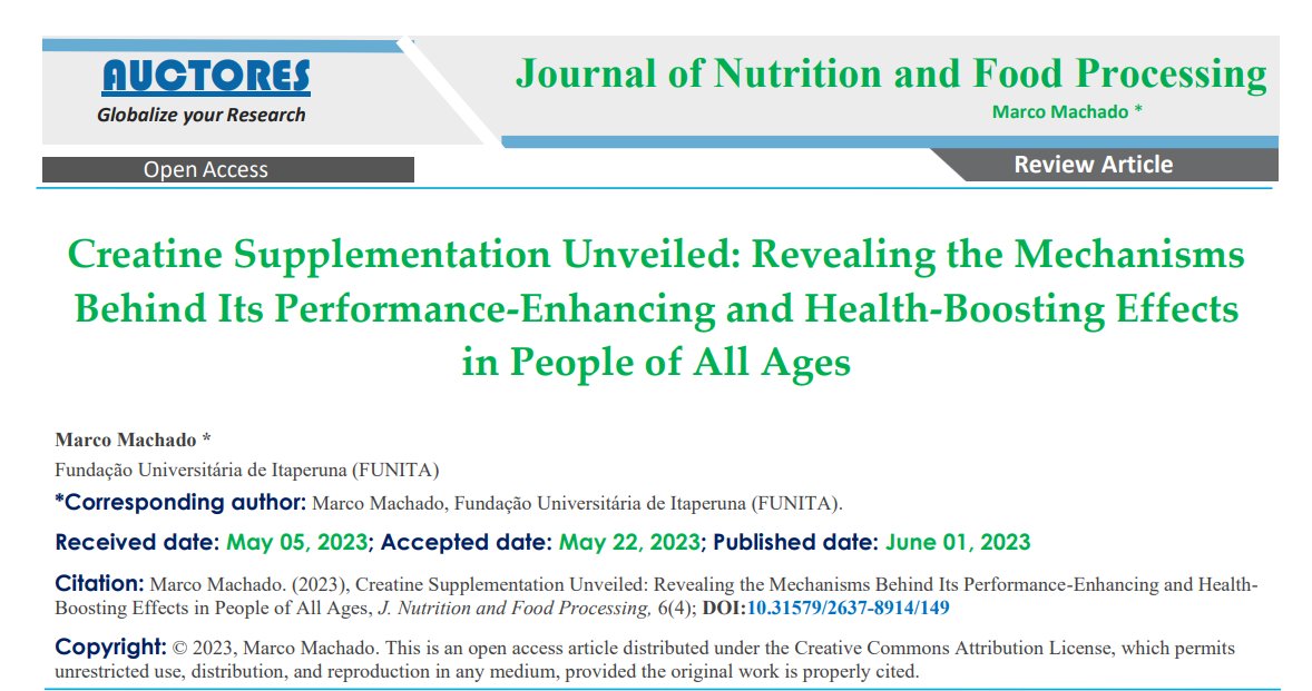 Just published.
researchgate.net/publication/37…
#creatine #nutrition #exercise #exercisephysiology #exercisebiochemistry #sportsnutrition #exercisemedicine #sportsmedicine #children #adolescents #adults #elderly #oldpeople #Health #physicaleducation