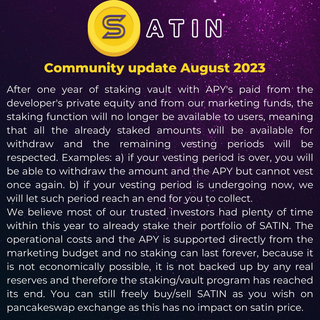 SatinToken's tweet photo. Satin updates August 2023
#satin #satintoken #crypto #cryptotrading #binance #bitcoin #bnb https://t.co/LTsUfuxoZf