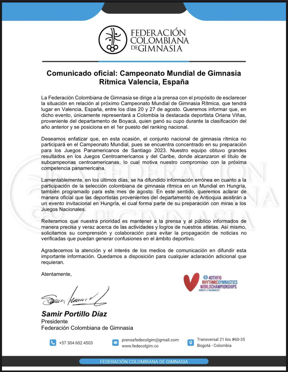 Federación Colombiana de Gimnasia tweet media