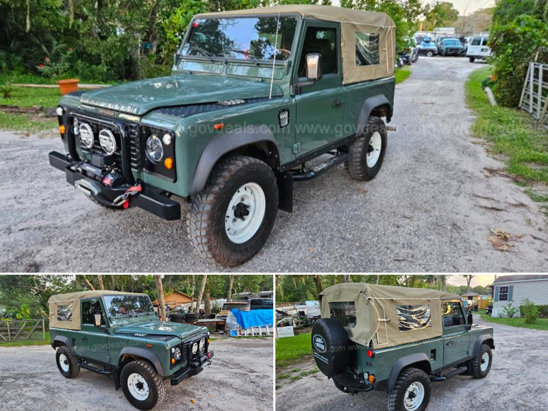 GovDeals's tweet photo. Take on any terrain in your path with this 1991 Land Rover Defender 90. ⛰️ This auction is up for bidding until 8/13 - take a look here! https://t.co/9AJIV6MZXS https://t.co/T1hY0Cpq08