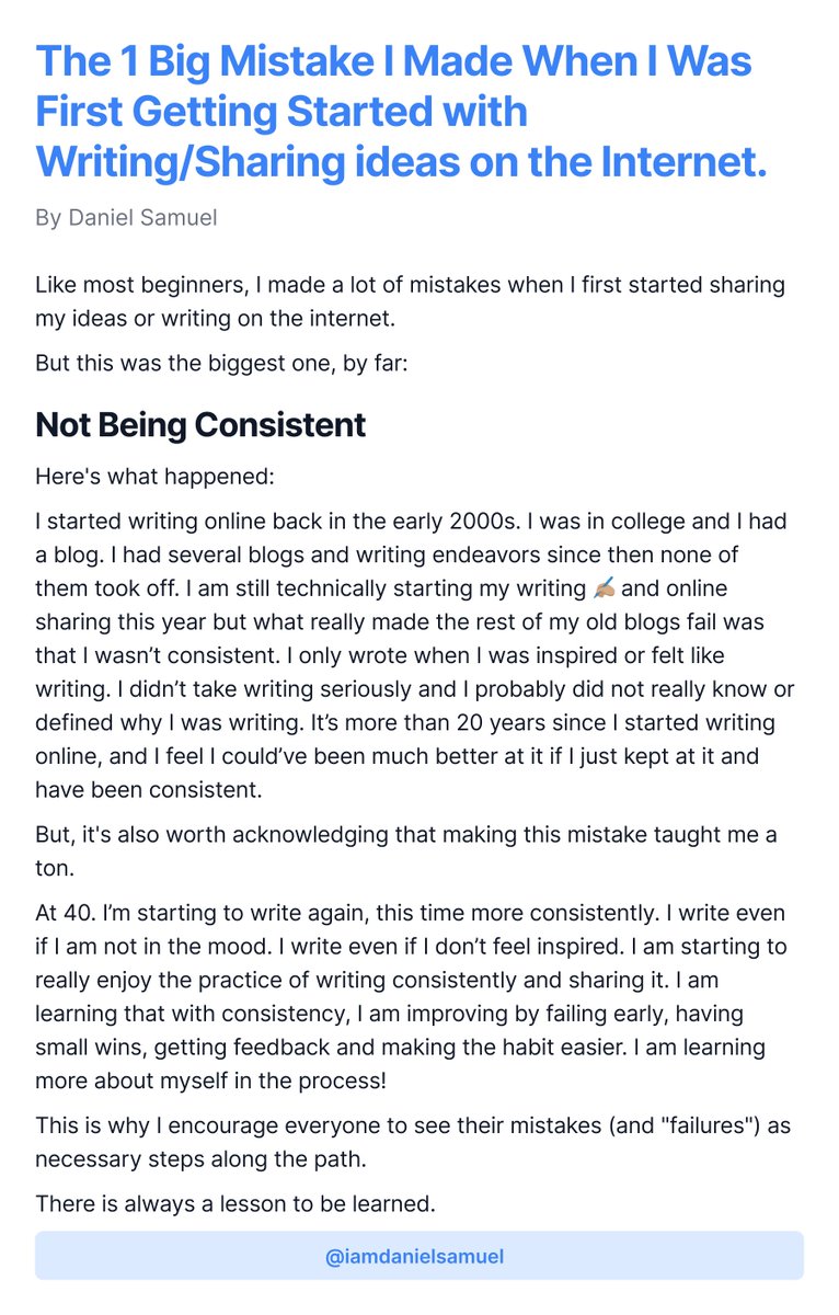 The 1 Big Mistake I Made When I Was First Getting Started with Writing/Sharing ideas on the Internet.