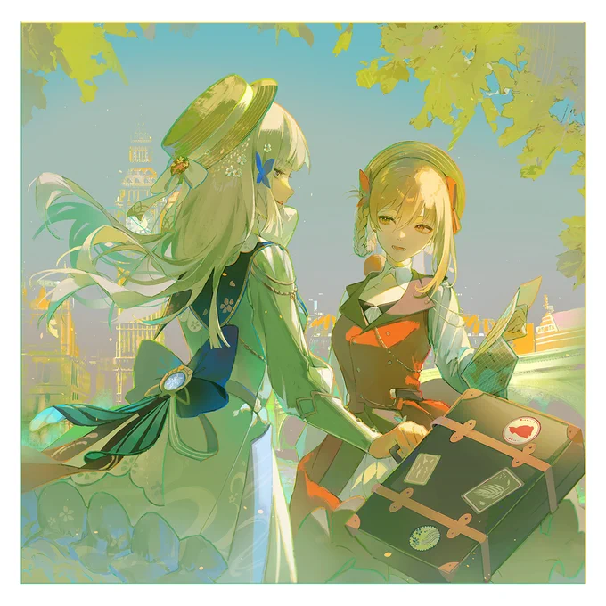 I'm so happy to participate as my art in the "Ride the Waves to a Rendezvous in Fontaine" fanart exhibition! Let's be together! #GenshinImpactFontaine #FontaineExpo