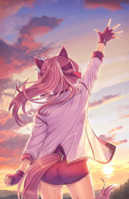 沈む夕日に