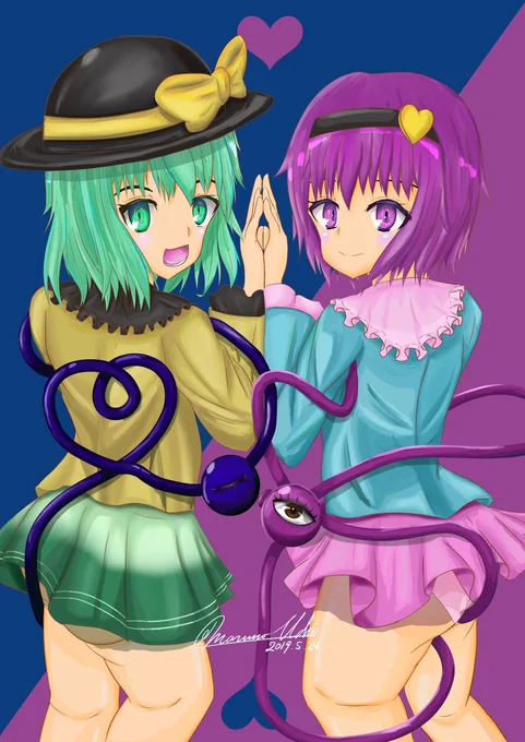 #画力変化ビフォーアフター  ←2019.5                  2023.8→  #東方 #東方Project #古明地こいし #古明地さとり