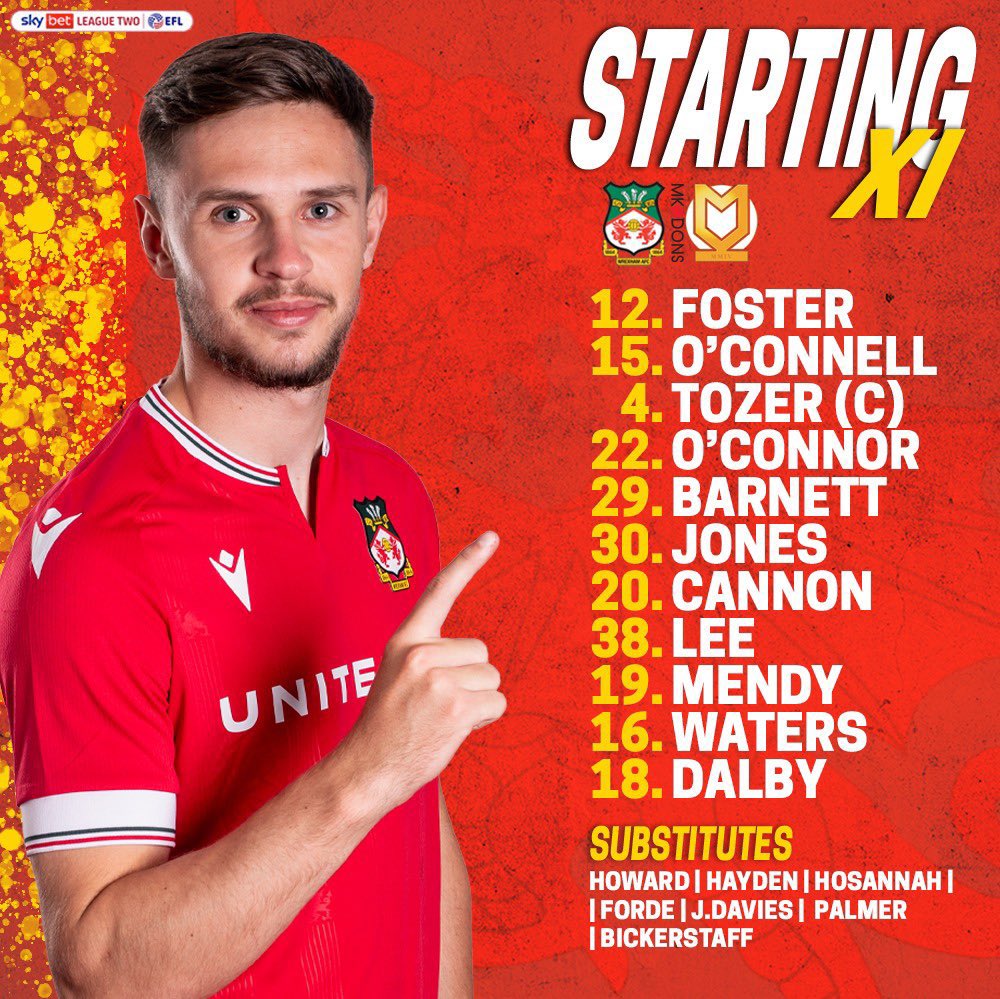 🔥 Acá están, estos son… los primeros XI con los que #Wrexham debutará en la #LeagueTwo ante #MKDons.

🔴⚪️ #WxmAFC
🗣️ #VamosDragones