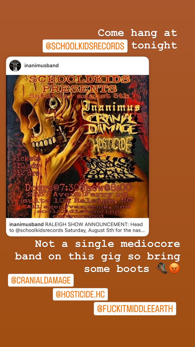 RALEIGH TONIGHT
<a href="/Schoolkids/">Schoolkids Records</a> 
#Grindcore
#Hardcore
#SludgeMetal
#DoomMetal
#PowerViolence