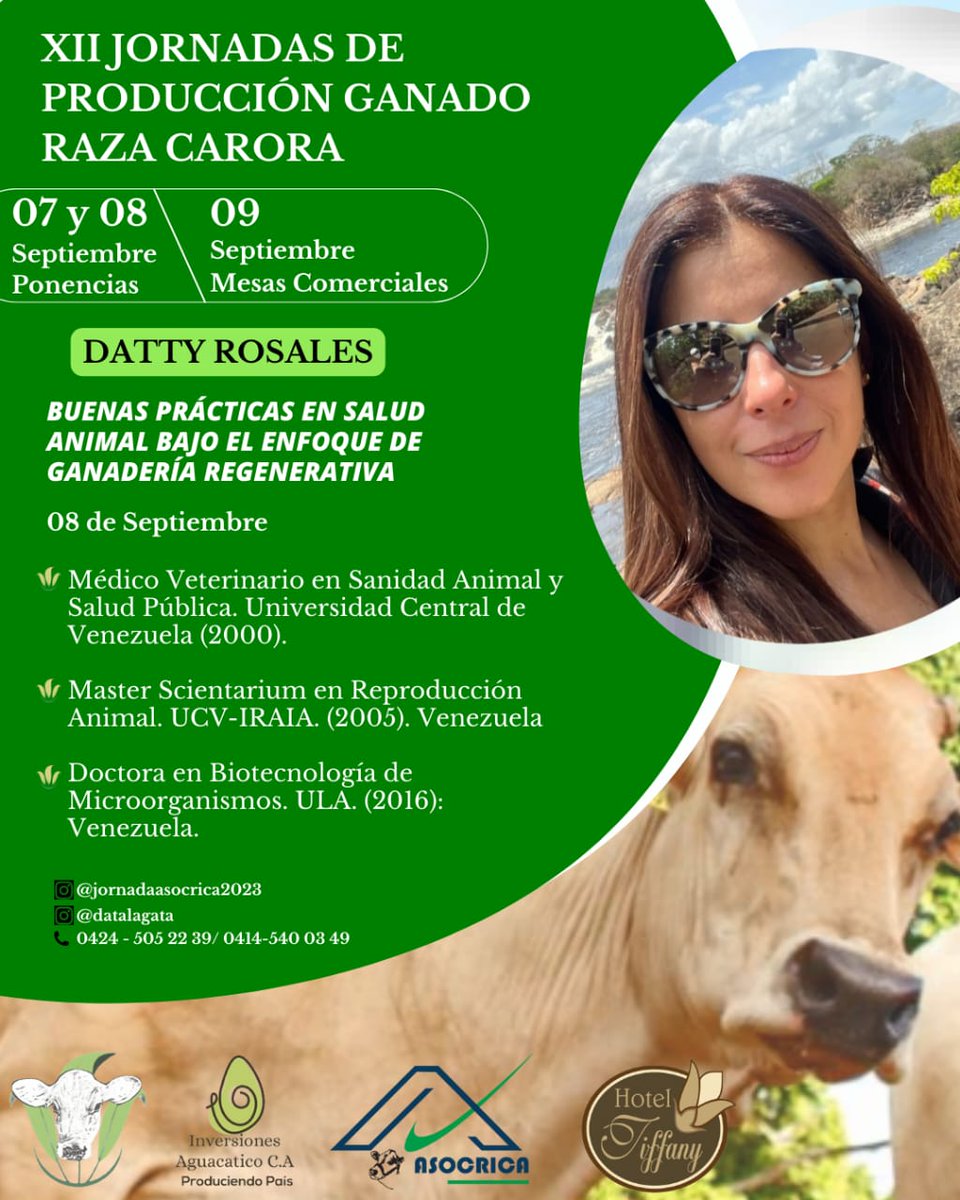 ASOCRICA's tweet photo. Conociendo nuestros Ponentes:
 XII #Jornadas #RazaCarora

𝘿𝙧𝙖. 𝙈𝙨𝙘. 𝘿𝙖𝙩𝙩𝙮 𝙑𝙞𝙧𝙜𝙞𝙣𝙖 𝙍𝙤𝙨𝙖𝙡𝙚𝙨 
CEO VATCA - Consultor en Salud Animal

Inscríbete y sé parte de la ganadería sustentable!
📲 0424 - 505 22 39 / 0414 - 540 03 49
jornadaasocrica2023@gmail.com https://t.co/NzGn3EeUFQ