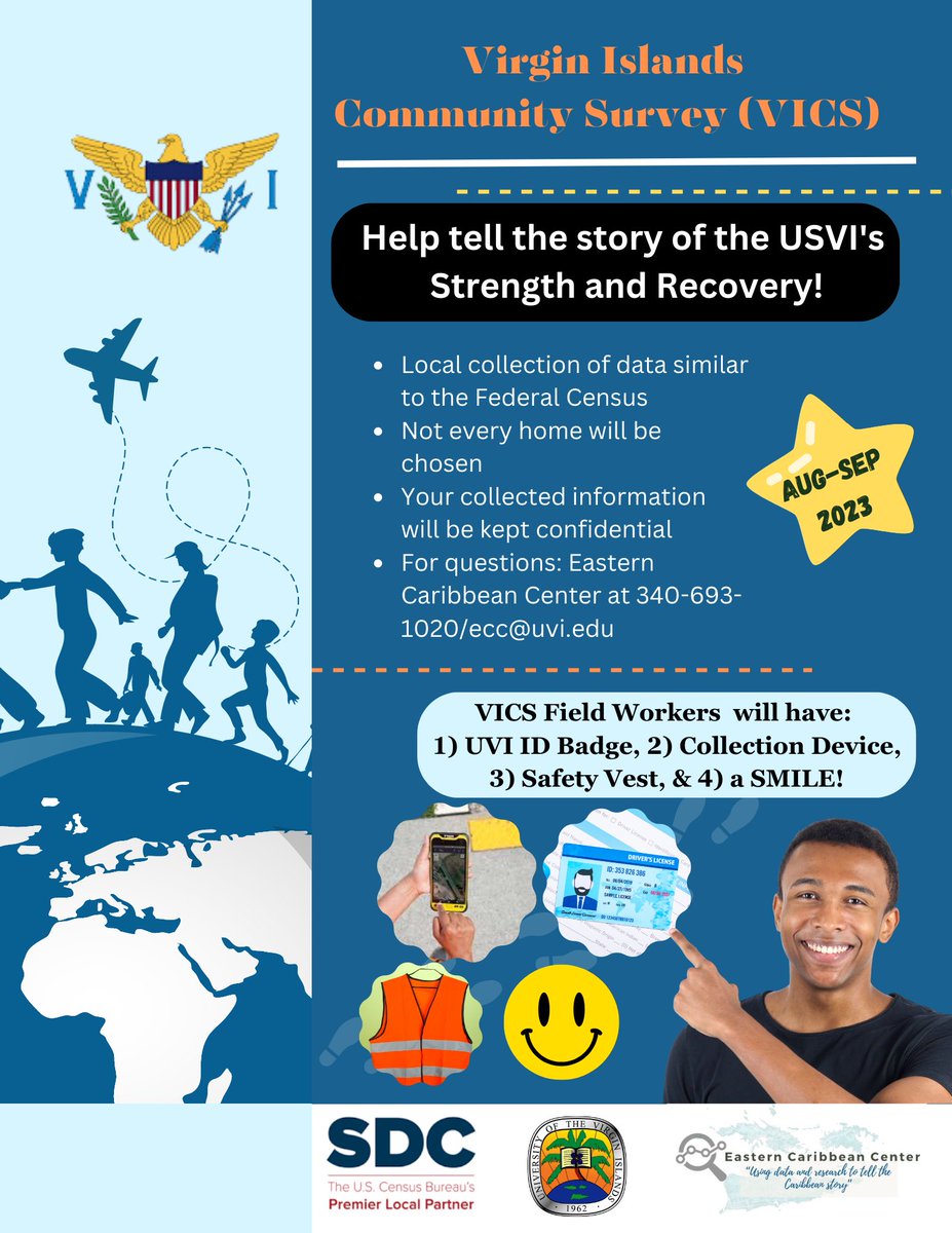 ECC_UVI's tweet photo. This is the month we start the Virgin Islands Community Survey!
We are asking the local community to help us tell the authentic story of the resilience of the USVI community. This data is needed by decision makers, businesses, and local service providers.
#vics2023 @UVI_edu https://t.co/etNZPHX8R6