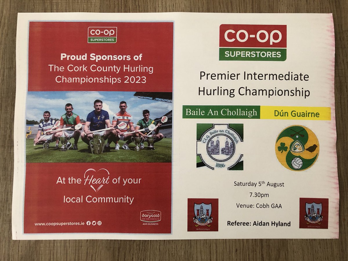 OfficialCobhGAA's tweet photo. Match programmes ready for this weekend! 

Saturday, Ballincollig vs Dungourney

Sunday, St Finbarr’s vs St Catherine’s 

📍 Páirc Uí Chonaill, Cobh

@OfficialCorkGAA @CoOpSuperstores https://t.co/yMwocrje28