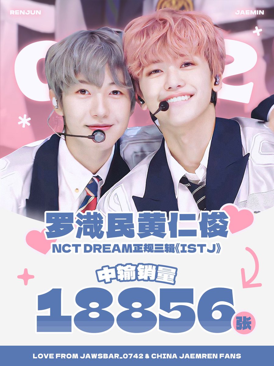안녕하세요 Jawsbar_0742 입니다.

이번 NCT DREAM The 3rd Album [ISTJ] 중국 잼런팬이 공동구매는 총 [18856] 장 주문했습니다.

앞으로도 재민이와 런쥔이를 더 열심히 응원하겠습니다~ 앨범 구매에 참여해 주신 팬 여러분께 감사드립니다~

From CHINA #잼런 #JAEMREN FANS