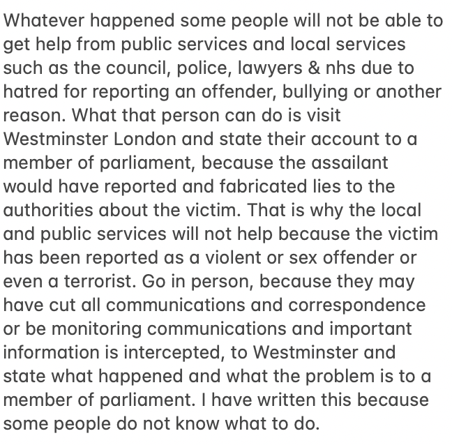 jedi_tweet's tweet photo. @RoyalMail @royalmailnews @wandbc @5fivenews5 @Channel4News @itvnews @BBCNews police, nhs local council lawyers &amp; private charities will not help with a problem?
Speak to a MP in person &amp; state ur account of incidents. The assailant has told lies about you to the authorities. https://t.co/PLyjRWXw7O