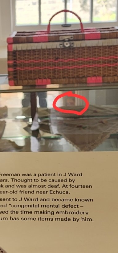 SinJensen's tweet photo. @SlappedHam I was at j ward in ararat Victoria Australia a old prison turned Asylum and took this photo of some of the stuff a deaf and Mute kid had made while there it wasn't untill I got home and looked over the photos that I saw in the ... con in comments https://t.co/LRXHyeo6CT