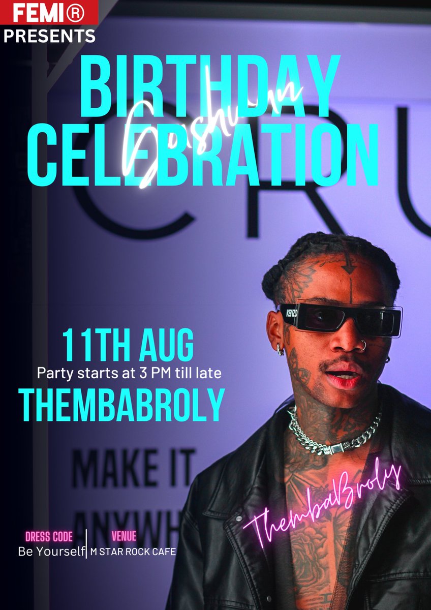 TAA DAAA!!! 🥳🥳🥳
<a href="/ThembaBroly/">ThembaBroly</a> HIS COMING TO THE PARTY #GASH1BIRTHDAYCELEBRATION IT'S GONNA BE MAZZZA!!!
🙌🥂🙏🤞🍾🤏😎