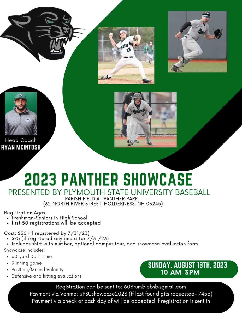 603Rumble's tweet photo. It’s not too late to register for the PSU Baseball Prospect Showcase. A great opportunity to be seen and evaluated by the PSU coaching staff. https://t.co/ZoY2BQlo9h