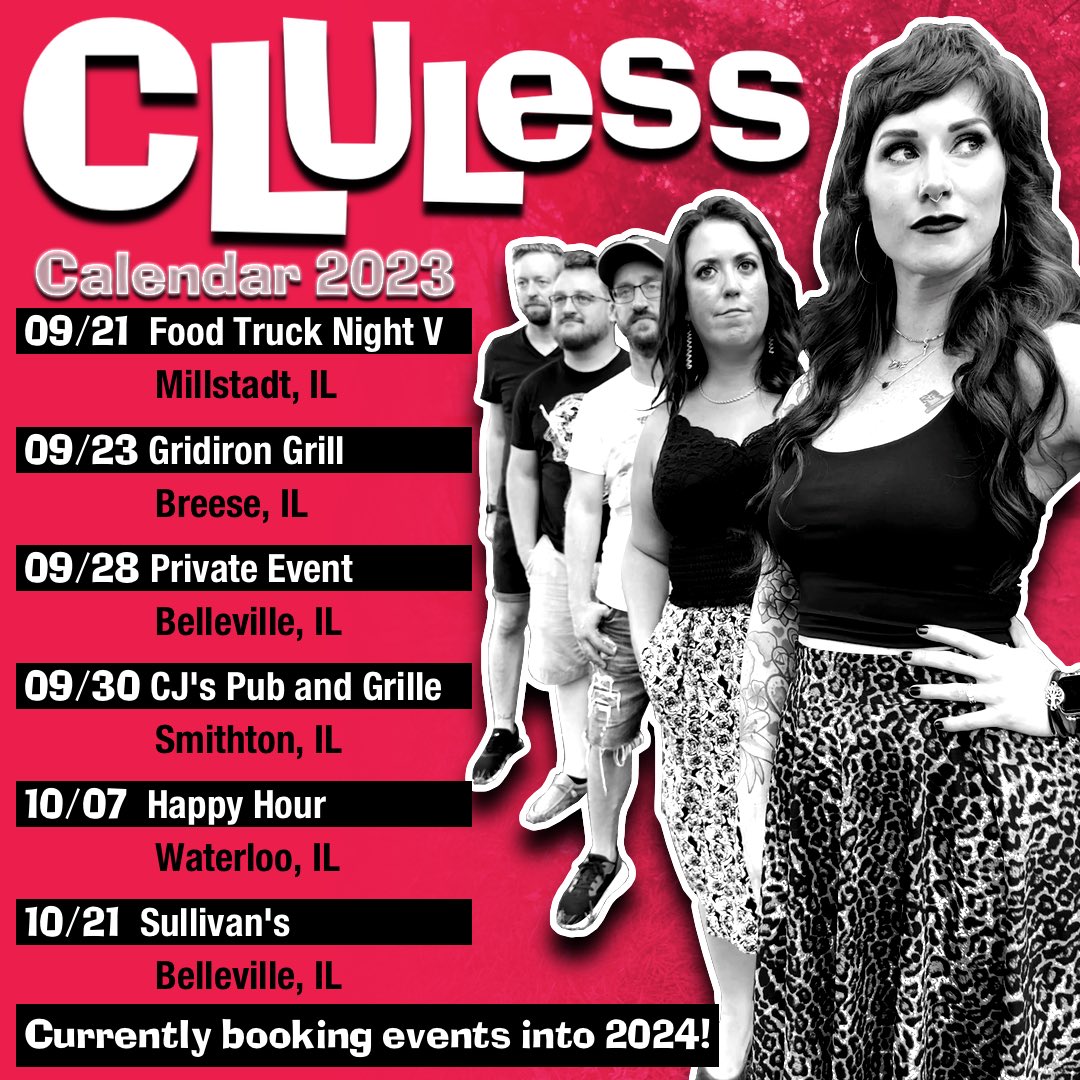 CLUlessBand's tweet photo. 🗓️Mark your calendars!🎶
#STL #PartyBand #SaveTheDate https://t.co/nLp4KTanha