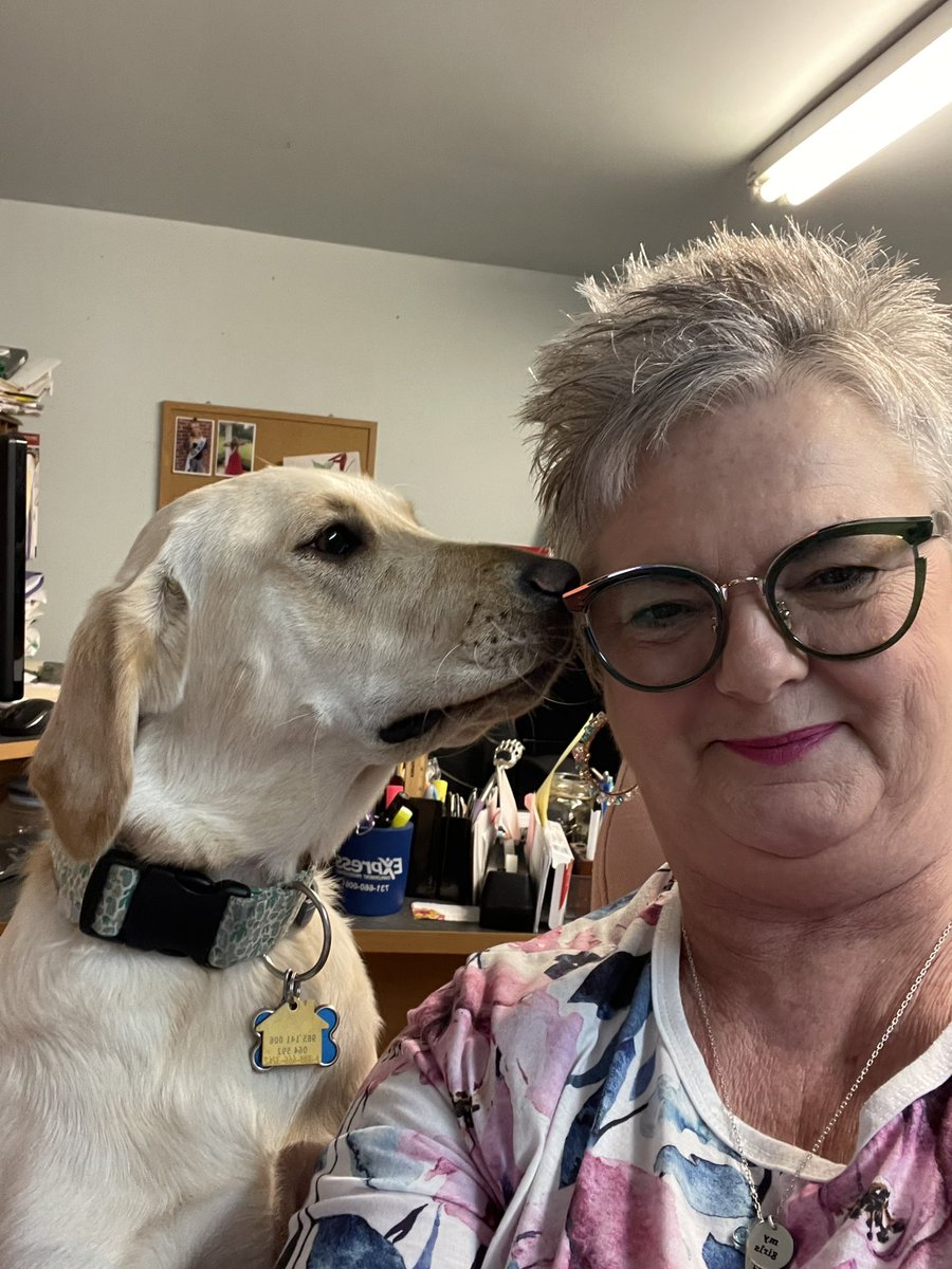 Pearl1962's tweet photo. When you can take your dog to work, life is better! https://t.co/ZumlEmXIYs