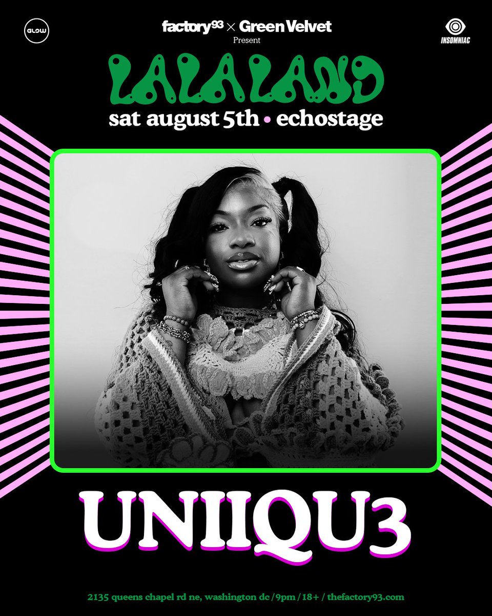 Echostage (@echostage) on Twitter photo โฟโTONIGHT! โ๏ธ Weโre landing in #LALALAND with <a href="/GreenVelvet_/">Green Velvet</a>, <a href="/BiscitsMusic/">BISCITS</a>, <a href="/BlackVNeckMusic/">Black V Neck</a>, <a href="/UNIIQU3/">JERSEYCLUBQUEEN ๐ธ๐ฝ</a> and <a href="/Sheenboog/">SHEENBOOGIE</a> at #Echostage โโฟ Last Minute Tickets & Tables โ f93.co/lalaland-dc โฟโTONIGHT! โ๏ธ Weโre landing in #LALALAND with <a href="/GreenVelvet_/">Green Velvet</a>, <a href="/BiscitsMusic/">BISCITS</a>, <a href="/BlackVNeckMusic/">Black V Neck</a>, <a href="/UNIIQU3/">JERSEYCLUBQUEEN ๐ธ๐ฝ</a> and <a href="/Sheenboog/">SHEENBOOGIE</a> at #Echostage โโฟ Last Minute Tickets & Tables โ f93.co/lalaland-dc