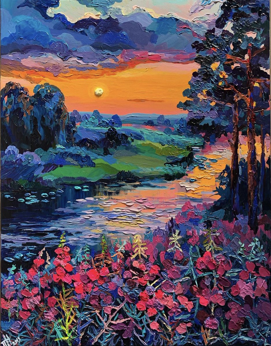 acrylic, canvas 70 * 90 cm "Ivan Tea"  2019.