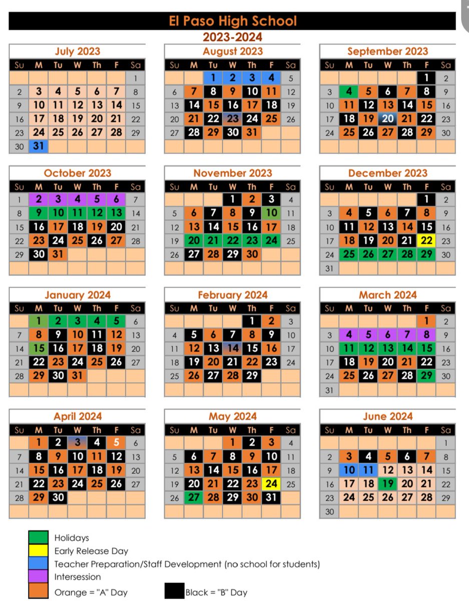 2023-2024 Orange and Black Schedule