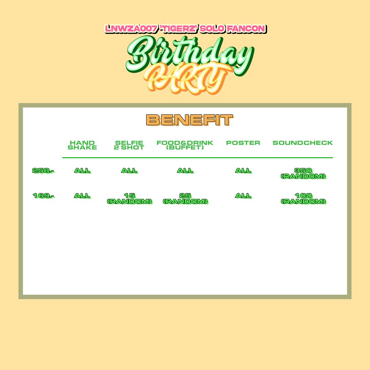 keenation's tweet photo. [LNWZA007]

'TIGERZ' SOLO FANCON
"BIRTHDAY PARTY! 🎉"

TICKET PRICE
258 .- <STANDING>
169.- <SITTING>
BUY TICKET 08.08.2023
FANCONDAY : 12.08.2023

https://t.co/6dofLV7XUG

#lnwza007_TIGERZ
#TIGERZ_BIRTHDAYPARTY https://t.co/tfDWjhDiqt