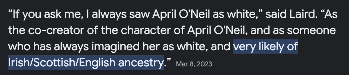 __RiseAgain__'s tweet image. I'm not crying, I was just relaying information. The creators of TMNT said April is white.