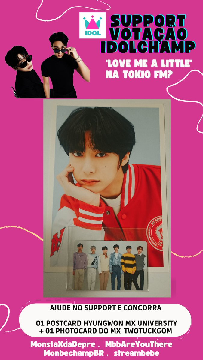 MonbechampBR's tweet image. 📣SUPPORT VOTAÇÃO IDOLCHAMP 🛑TOKYO FM🛑

Mbb, bora conseguir um upgrade nessa votação🙏

⚠️Deixe aqui no 'post principal' o seu print com 5 votos =100💙

📢Observe no banner o print da votação e leia as instruções de como votar e o que receberemos no post secundário
#셔누 #형원