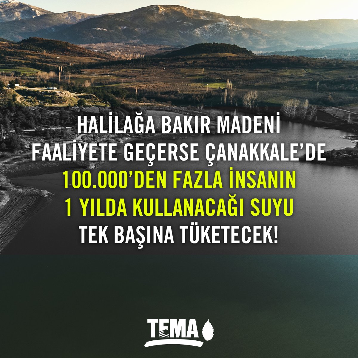 Çanakkale’nin Bayramiç İlçesi’nde yer alan Halilağa Bakır Madeni Projesi için Hacıbekirler’de 2 gölet yapılması planlanıyor. 

Göletler için su, 22 köyden geçen Kocabaş Çayı’ndan alınacak. 

Proje hayata geçerse;

📌 Bölge suyunun ciddi miktarda azalacağı ve yaklaşık 4.000 dönüm