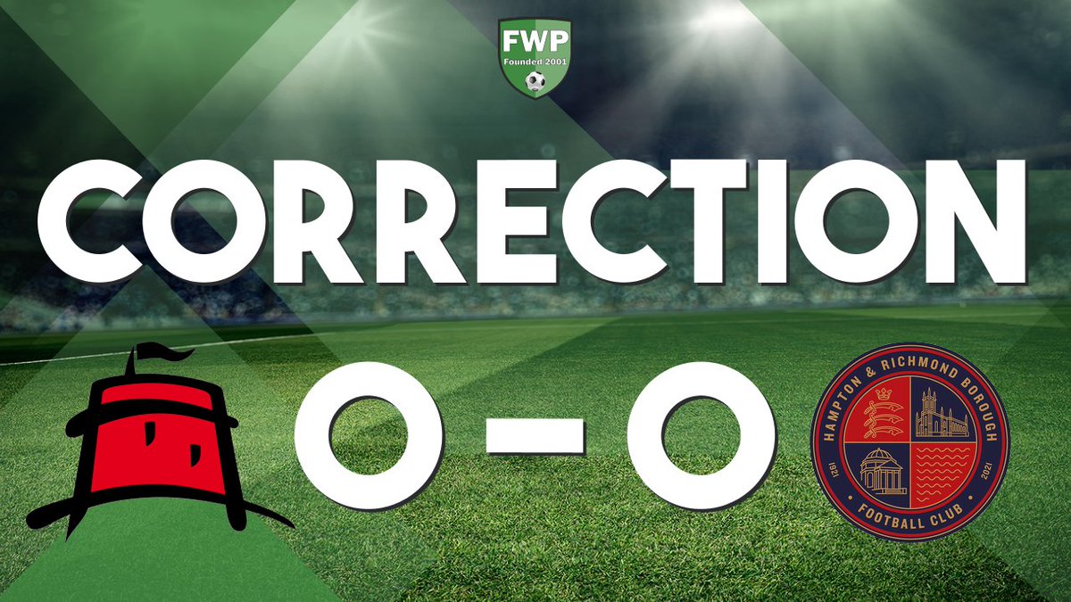 FWPNationalSth's tweet photo. CORRECTION: Eastbourne Borough 0-0 Hampton &amp; Richmond Borough https://t.co/EjRYLxs772 https://t.co/6Piy2fRgEt